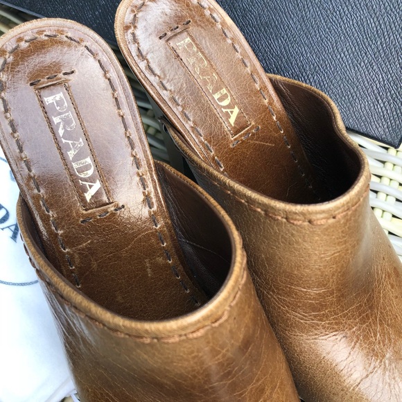 Vintage Prada Wooden Clogs 37 Mules Sandals 7 Y2K - Picture 7 of 16